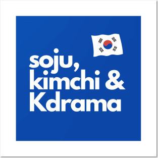 Soju Kimchi and Kdrama with South Korean Flag 2 Posters and Art